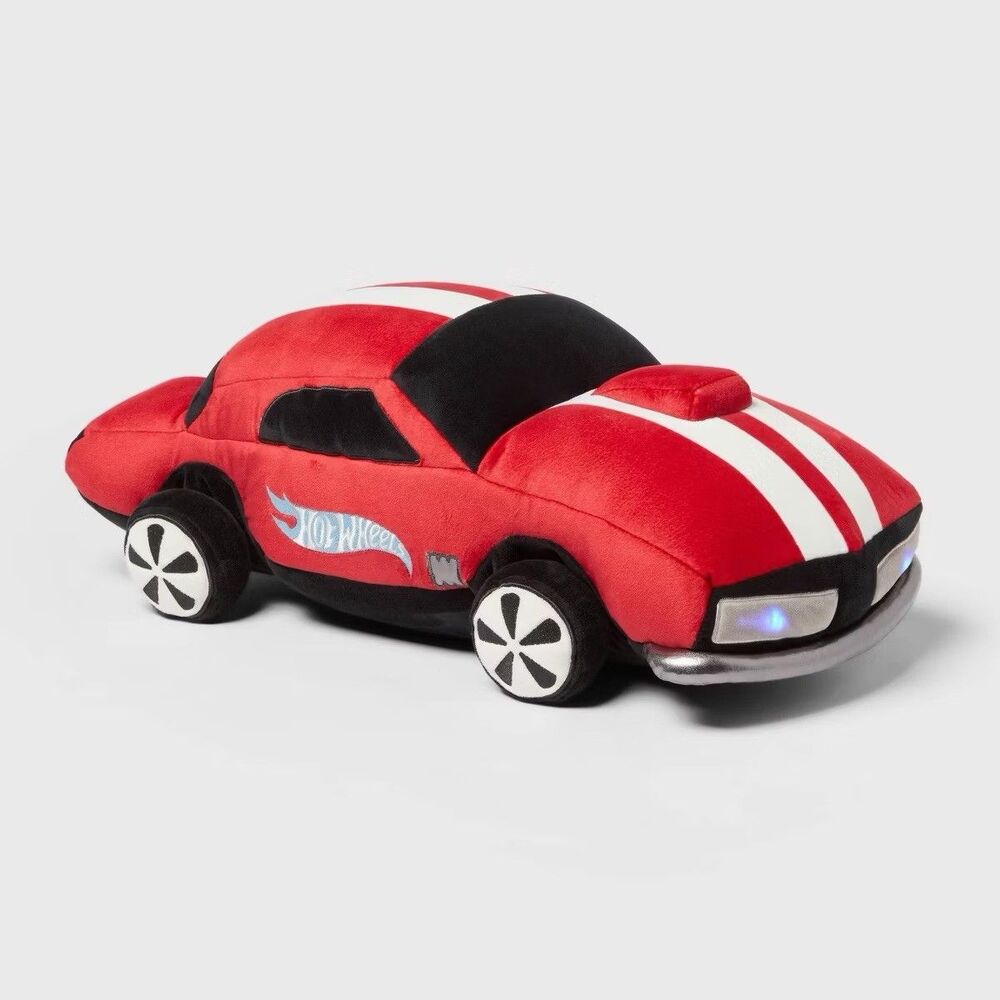Hot Wheels Light Up Car Plush Pillow Red Kids Novelty Pillowfort